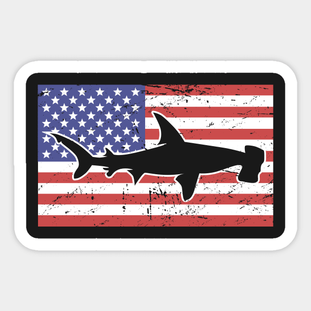 Patriotic American Flag – Hammerhead Shark Sticker by MeatMan